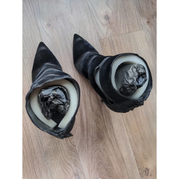 Casadei Black Velvet Open Slit Stiletto heeled Ankle Booties $1,075 - Picture 8 of 16